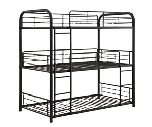 Beliche de metal barato com 3 camadas, cama de solteiro e gêmeo, estrutura de aço dobrável e ajustável, com armazenamento para uso doméstico e hospitalar