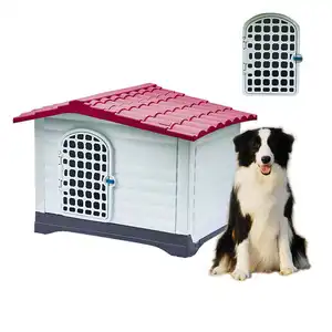 Venta al por mayor moderna casa de perro impermeable de plástico desmontable Casa de perro de interior al aire libre con puerta