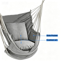 Chaise suspendue en hamac avec coussins, chaise balançoire portable avec kits de fixation, pour intérieur et extérieur, chambre, patio, capacité maximale 440 LBS