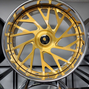 Jantes forgées sur mesure RCSR, jantes concaves, 20, 22, 23, 24, 26 pouces, verrouillage central, jantes chromées polies or pour Chevrolet <span class=keywords><strong>Bmw</strong></span> - Product Image 4