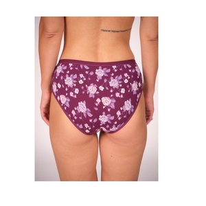 Braguitas Hipster para Mujer, Color Morado Oscuro, Estampado Floral, Cintura Media, Tela de Algodón, Cintura Elástica con Estampado Elegante y Elástico - Product Image 2