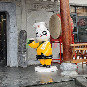 Sculpture de panda en fibre de verre pour extérieur, à poser au sol, figurine animale de style dessin animé IP Mall - Product Image 1