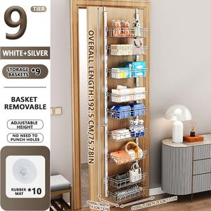 Estante de Especias Colgante de 9 Niveles Ajustable, Organizador de Metal para Colgar Sobre la Puerta de la Despensa, Almacenamiento para Oficina, Lavandería, Cocina - Product Image 6