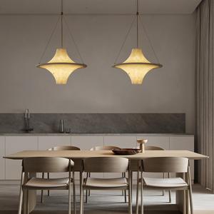 YSSJD – lampe suspendue ronde dorée à LED E27, commande par interrupteur, pour salle à manger, salon, chambre à coucher, Design moderne - Product Image 3