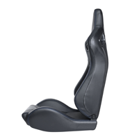 Asientos de Carreras Completamente Negros de Cuero PVC con Costuras Azules, Respaldo de Fibra de Carbono y Poliuretano con Rieles