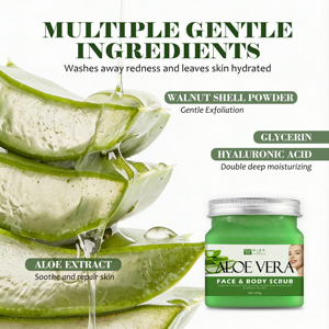 Mejor <span class=keywords><strong>Exfoliante</strong></span> Corporal Batido de Aloe Vera 500g, Crema <span class=keywords><strong>Exfoliante</strong></span> Facial Batida Natural <span class=keywords><strong>con</strong></span> <span class=keywords><strong>Glicerina</strong></span> para Rostro, Retiene la Humedad, Marca Privada - Product Image 2