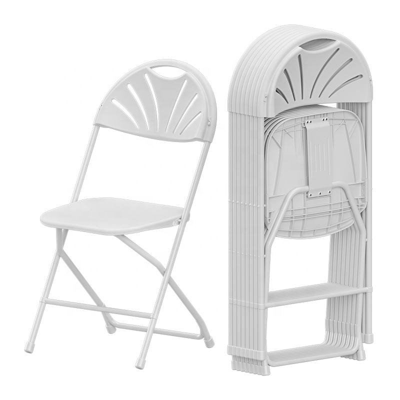 Silla plegable de jardín de plástico para interior y exterior, asiento ligero y Popular, color blanco, para eventos y bodas