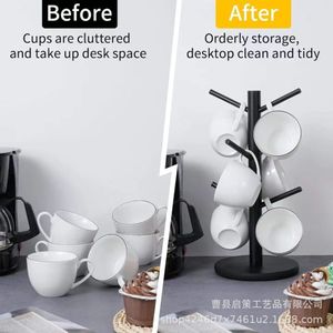 Bamboo <b>Tree</b> Shaped <b>Mug</b> Drainer 4 Layers Desktop Coffee Cup Hanger Storage Rack - Product Image 3