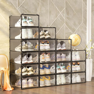 Caja Organizadora de Zapatos Plegable de Plástico Transparente, Rectangular, Creativa, Moderna, Multiusos, para el Hogar, Venta al Por Mayor - Product Image 1