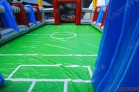 Terrain de football gonflable commercial avec buts pour enfants et adultes, idéal pour événements extérieurs et activités de team building
