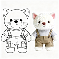 Niedliche Plüsch-Katze im Karo-Latzhose-Set: Superweiche, Flauschige Stoffkatze mit Khaki-Karo-Latzhose, Entzückendes Katzen-Plüschtier
