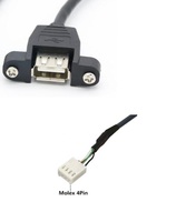 Montaje en panel hembra USB 2,0 personalizado a cable conector Molex 4pin 5P