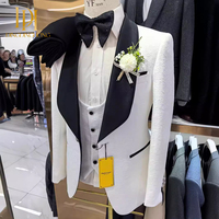 Nouveau Costume Homme de Mariage, Ensemble de Costume Formel Ajusté et Sur Mesure pour Hommes, Blazer Décontracté en Laine Peignée à Revers Crantés