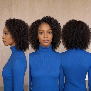 Perruques Courtes Bob Bouclées Kinky en <span class=keywords><strong>Cheveux</strong></span> Brésiliens Pas Chères avec Dentelle Frontale, Perruques Sans Colle HD en <span class=keywords><strong>Cheveux</strong></span> Remy pour Femmes Noires - Product Image 5