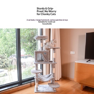 โครงปีนป่ายแมวขนาดใหญ่ สำหรับพื้นที่ขนาดเล็ก พร้อมที่นอนและเสาปีนป่าย รุ่น MT52 ดีไซน์มินิมอล ปรับแต่งได้ - Product Image 2