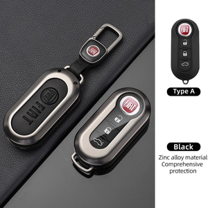 Personnaliser logo métal cuir alliage de zinc pour <span class=keywords><strong>fiat</strong></span> tipo <span class=keywords><strong>500</strong></span> voiture télécommande porte-clés <span class=keywords><strong>coque</strong></span> avec porte-clés ensemble - Product Image 3