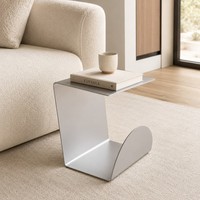 Table console moderne en aluminium en forme de C 35x35x28cm pour salon, chambre, hôtel, décoration