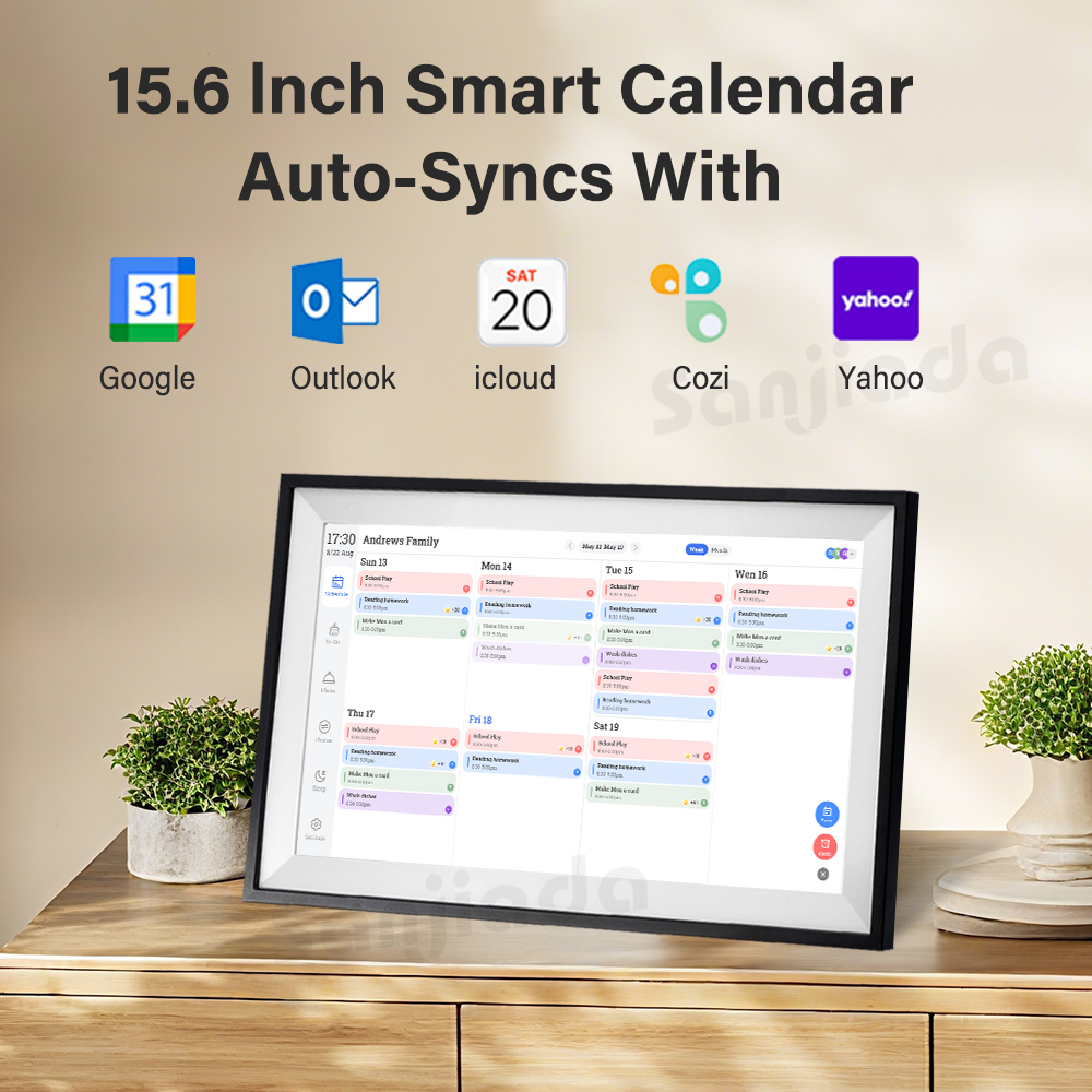 15.6" WiFi Planner Smart Digital Calendar Full HD Touchscreen Chore Chart, Digital Calendar Wall Mountable For Family Schedules