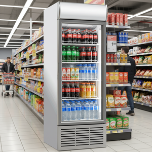 Refrigerador de exhibición de bebidas de temperatura única con puerta de vidrio vertical comercial de 646 L, clima de enfriamiento de humedad de alta temperatura - Product Image 2