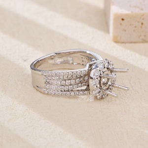 Anillo de Oro Blanco de 18K con Diamantes Naturales de 1-2 Quilates, Montura Semi-Permanente con Baño de Rodio Certificado, Engaste de Puntas Brillantes - Product Image 5