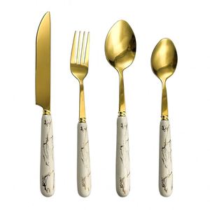 Ensemble de couverts de luxe au design moderne, ensemble de couverts en acier inoxydable avec manches en céramique - Product Image 3