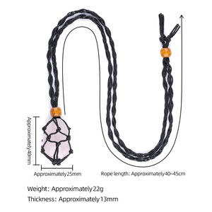 <span class=keywords><strong>Collier</strong></span> en <span class=keywords><strong>maille</strong></span> de pierre ajustable fait à la main, pendentif en cristal en forme de larme, bijoux bohèmes pour femmes - Product Image 6