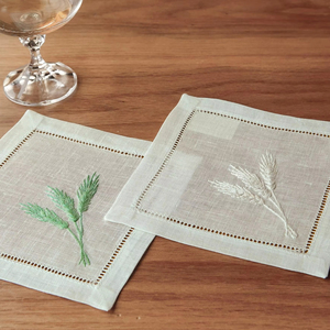 Serviette de cocktail rustique en lin de blé |   Serviette de table réutilisable en lin 100% naturel de qualité supérieure, motif orge, écologique pour la salle à manger - Product Image 1