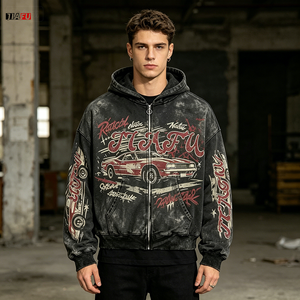 Sudadera con capucha prémium para hombre 2026 de 500 g/m² con lavado ácido, peso pesado, estilo vintage desgastado, forro polar, <span class=keywords><strong>top</strong></span> de streetwear, personalizable al por mayor - Product Image 2