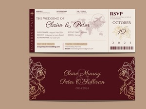 Cartes d'invitation créatives sur le thème du <span class=keywords><strong>voyage</strong></span> et du passeport pour <span class=keywords><strong>mariage</strong></span>, fiançailles, avec suite RSVP en forme de passeport - Product Image 2