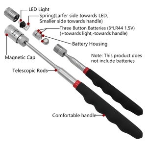 Bolígrafo magnético telescópico, <span class=keywords><strong>Mini</strong></span> herramienta de recogida de imán portátil con luz LED, varilla de recogida extensible, dispositivo de recogida - Product Image 3