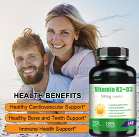 Ausreson OEM Halal Calcium Vitamines D3 et K2 MK7 Végétaliens Compléments pour la Santé des Os et du Cœur 10000 UI Capsules de Vitamine D3 K2 MK7