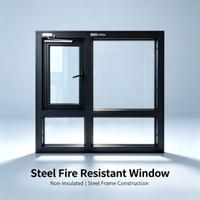 Fenêtre fixe en acier moderne non isolée, résistante au feu, certifiée FW60 BS476, verre ignifuge, apprêté, solution complète