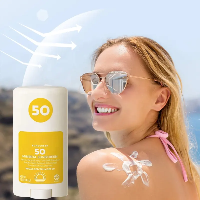 Custom Organic Mini-Stick Packaging Glow Spf 50 Sunblock Moisturizing Face And Body Clear Sunscreen Stick