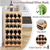 Meuble de rangement à vin autoportant en bois à 6 niveaux pour 24 bouteilles avec panneau décoratif et plateau, mobilier de maison