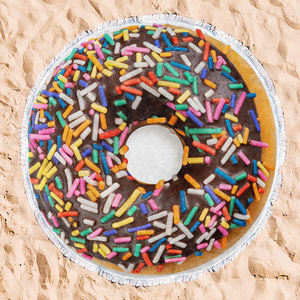 Serviettes de plage créatives à motif circulaire en forme de donut, écologiques, séchage rapide, sans sable, grandes en microfibre, avec pompons personnalisés - Product Image 2