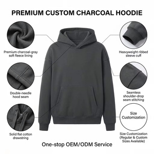 Sweatshirts Noirs Personnalisés Broderie 500 g/m² Impression de Haute Qualité Coton Oversize Meilleurs Hoodies Noirs Homme Femme Fabricant Usine - Product Image 2