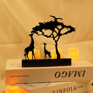 Nordique noir Nature style métal fer bougeoir chandelier décoration de la maison arbre Animal éléphant <span class=keywords><strong>girafe</strong></span> forêt atmosphère - Product Image 3