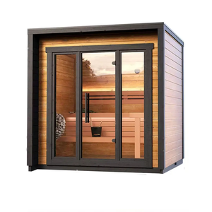 Sauna extérieur moderne pour 2 à 6 personnes, style villa, avec chauffage électrique, construction en thermowood, puissance 3-9 kW, écologique, Seven Continents - Product Image 3