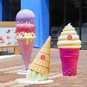 2025 oggetti di scena per caramelle di vendita calda scultura cono gelato gigante grandi statue di ghiaccioli che si sciolgono - Product Image 4