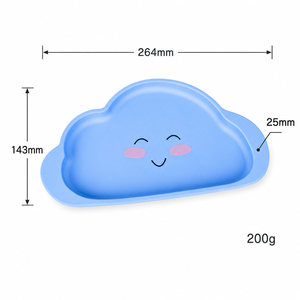 Assiette à ventouse en silicone pour bébé, forme nuage, motif visage de dessin animé, bol d'alimentation non toxique sans BPA, certifié CE EN71 - Product Image 5