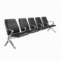 Banc d'attente public en aluminium avec coussin en PU et accoudoirs pour aéroport et hall de banque