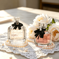 En stock – Flacons de parfum carrés vides de 30 ml, 50 ml, 100 ml, style romantique parisien, portables, personnalisables, en cristal, de luxe avec emballage boîte