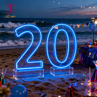 Lettres et chiffres LED géants de 2 pieds, 3 pieds, 4 pieds, 0-9, A-Z, design personnalisé, en acrylique, éclairés par des néons RGB, pour la décoration de fête d'anniversaire