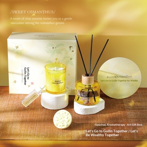 Chinese Style Osmanthus Scent Candle Gift Set <b>Reed</b> <b>Diffuser</b> Ornament Premium Home Car Fragrance <b>Diffuser</b> Kit <b>For</b> Indoor Decor - Product Image 2