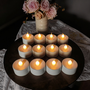 مجموعة من 12 مصباح شاي <span class=keywords><strong>LED</strong></span> بلهب حقيقي ثلاثي الأبعاد يعمل بالبطارية للديكور المنزلي - Product Image 1