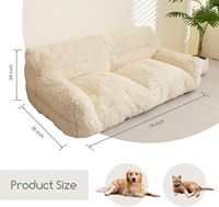 Lit pour animaux de compagnie en peluche longue et moelleuse pour humains, mousse à mémoire de forme, amovible, grand canapé confortable pour le sol, canapé géant pour humains et chiens
