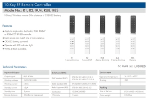 SKYDANCE RU4/RU8 <span class=keywords><strong>4</strong></span> u 8 zonas de atenuación remoto 10 teclas RF control remoto inalámbrico interruptor de luz aplicar a controlador <span class=keywords><strong>LED</strong></span> de 1 canal - Product Image 5