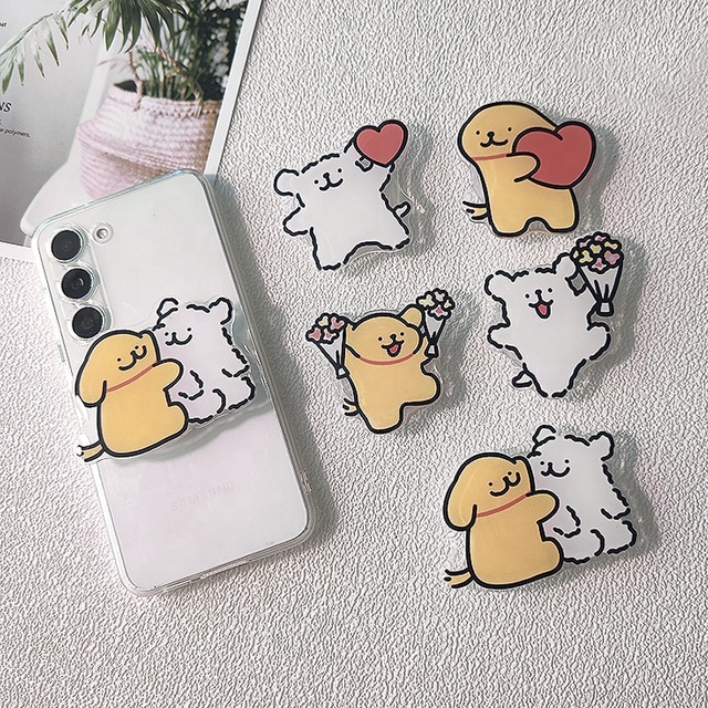 Wholesale Waterproof Flexible Adjustable Height Cartoon Design Phone Case Holder Custom Cute Kawaii Phone Camera Grip