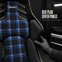 Siège baquet de course JBR-9031 personnalisé en fibre de carbone avec tissu à carreaux bleus pour modification automobile, amélioration de l'intérieur OEM