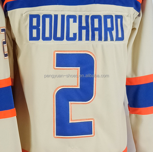 Maillot de hockey Zach <span class=keywords><strong>Hyman</strong></span> beige clair alternatif, qualité supérieure, cousu, prêt à être expédié depuis Edmonton - Product Image 3